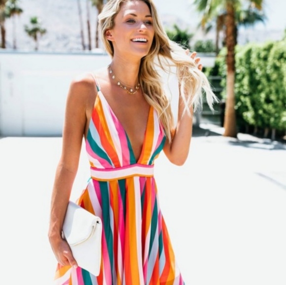 Rainbow Stripe Dress Med Lg - Picture 3 of 6